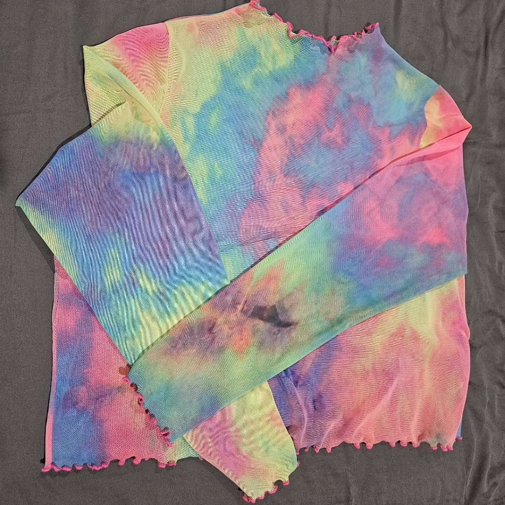 Fashion Nova Neon Tie Dye Mesh Top